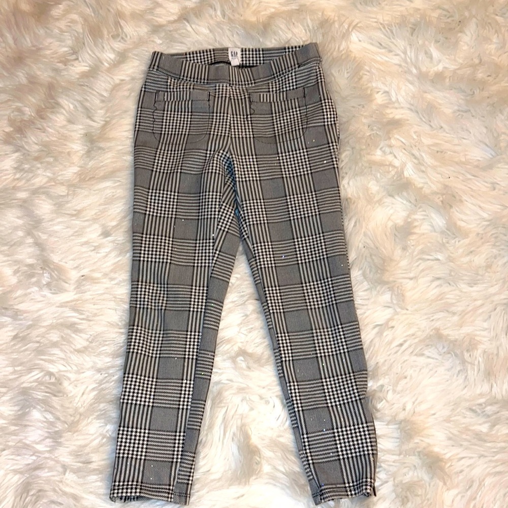 GAP Kids Plaid Black and White Pants with Silver Sparkles